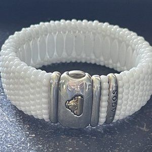 HUGE PRICE DROP!!LAGOS: White Caviar Ceramic Wide Rope Bracelet